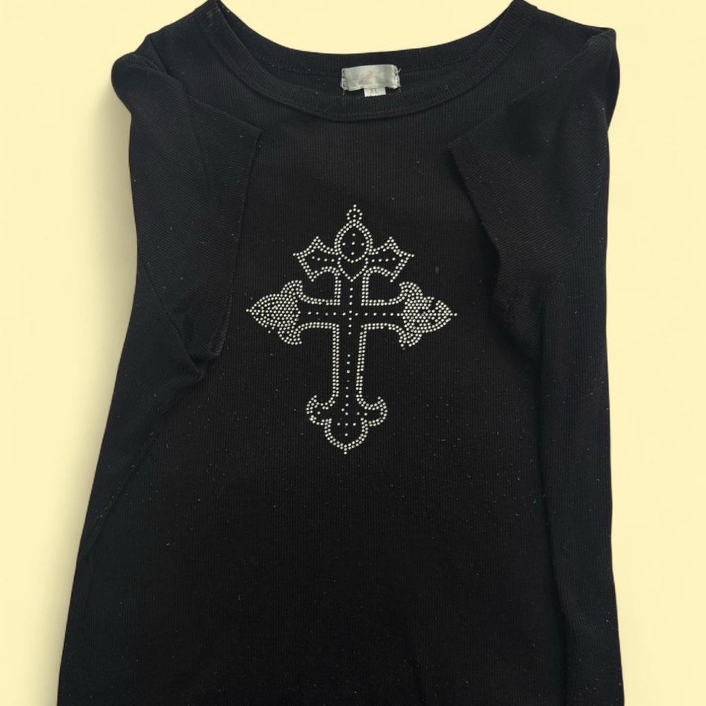 Black Kids Shirt with Cross Design